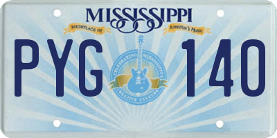 MS license plate PYG140