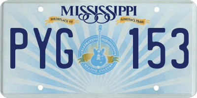 MS license plate PYG153