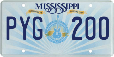 MS license plate PYG200