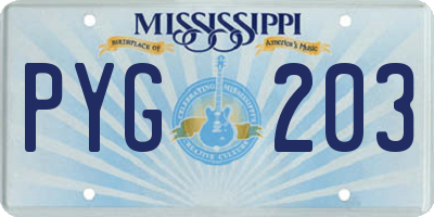MS license plate PYG203