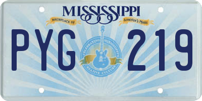 MS license plate PYG219