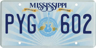 MS license plate PYG602