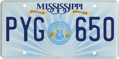 MS license plate PYG650