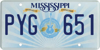 MS license plate PYG651