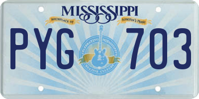 MS license plate PYG703