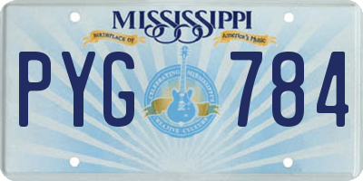 MS license plate PYG784