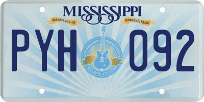 MS license plate PYH092