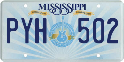 MS license plate PYH502