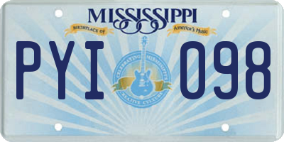 MS license plate PYI098