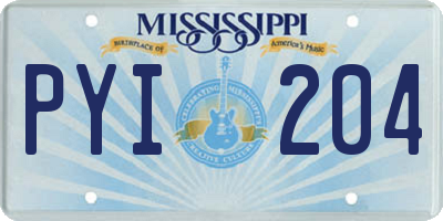 MS license plate PYI204