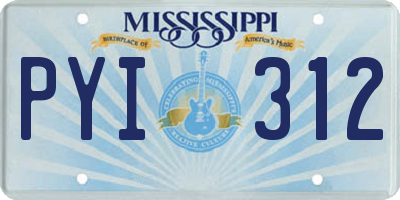 MS license plate PYI312