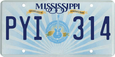 MS license plate PYI314
