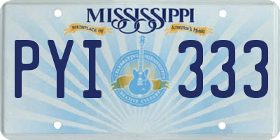 MS license plate PYI333