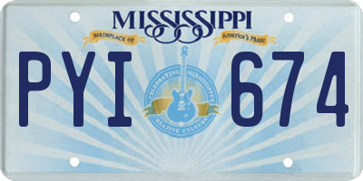 MS license plate PYI674