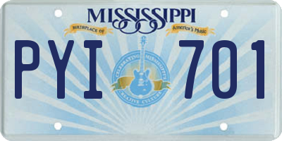 MS license plate PYI701