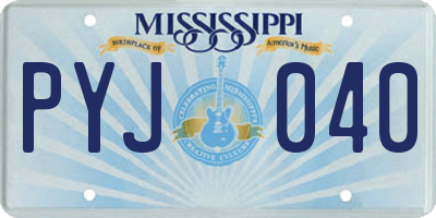 MS license plate PYJ040