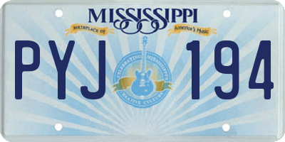 MS license plate PYJ194