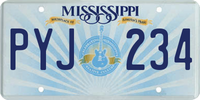 MS license plate PYJ234