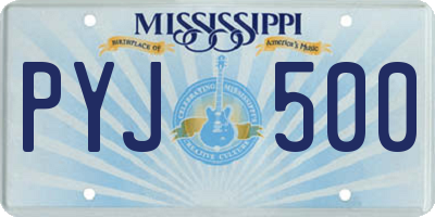 MS license plate PYJ500