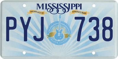 MS license plate PYJ738