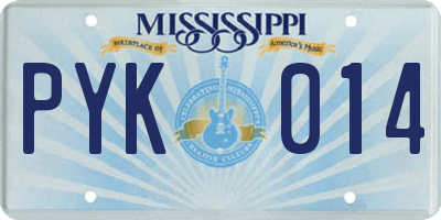 MS license plate PYK014
