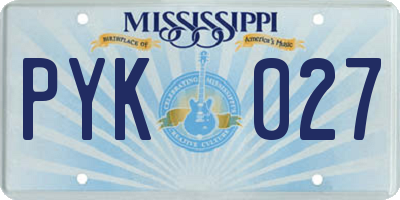 MS license plate PYK027