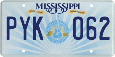 MS license plate PYK062