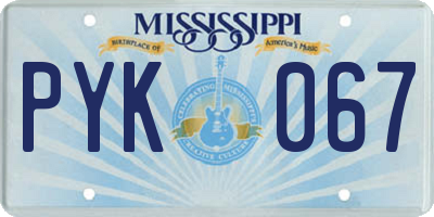MS license plate PYK067