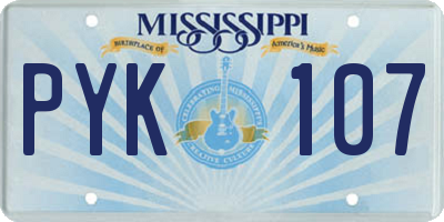 MS license plate PYK107