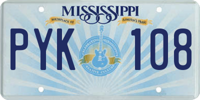 MS license plate PYK108