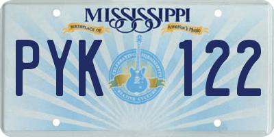 MS license plate PYK122