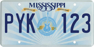 MS license plate PYK123