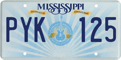 MS license plate PYK125