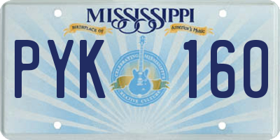 MS license plate PYK160