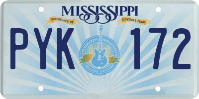 MS license plate PYK172