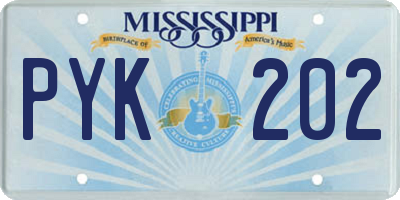 MS license plate PYK202