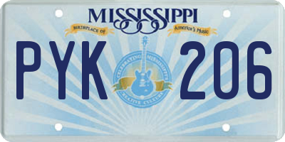 MS license plate PYK206