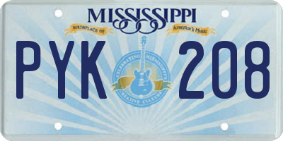 MS license plate PYK208