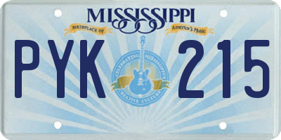 MS license plate PYK215