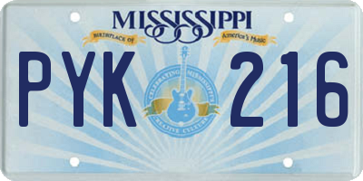 MS license plate PYK216