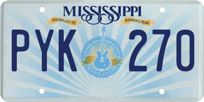 MS license plate PYK270