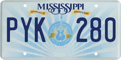 MS license plate PYK280