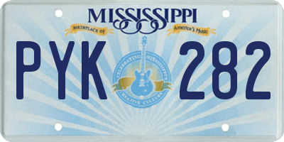 MS license plate PYK282