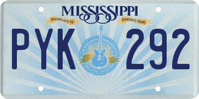MS license plate PYK292
