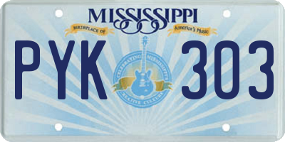 MS license plate PYK303