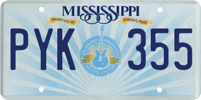 MS license plate PYK355