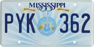 MS license plate PYK362
