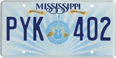 MS license plate PYK402