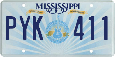 MS license plate PYK411