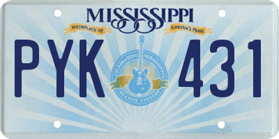 MS license plate PYK431